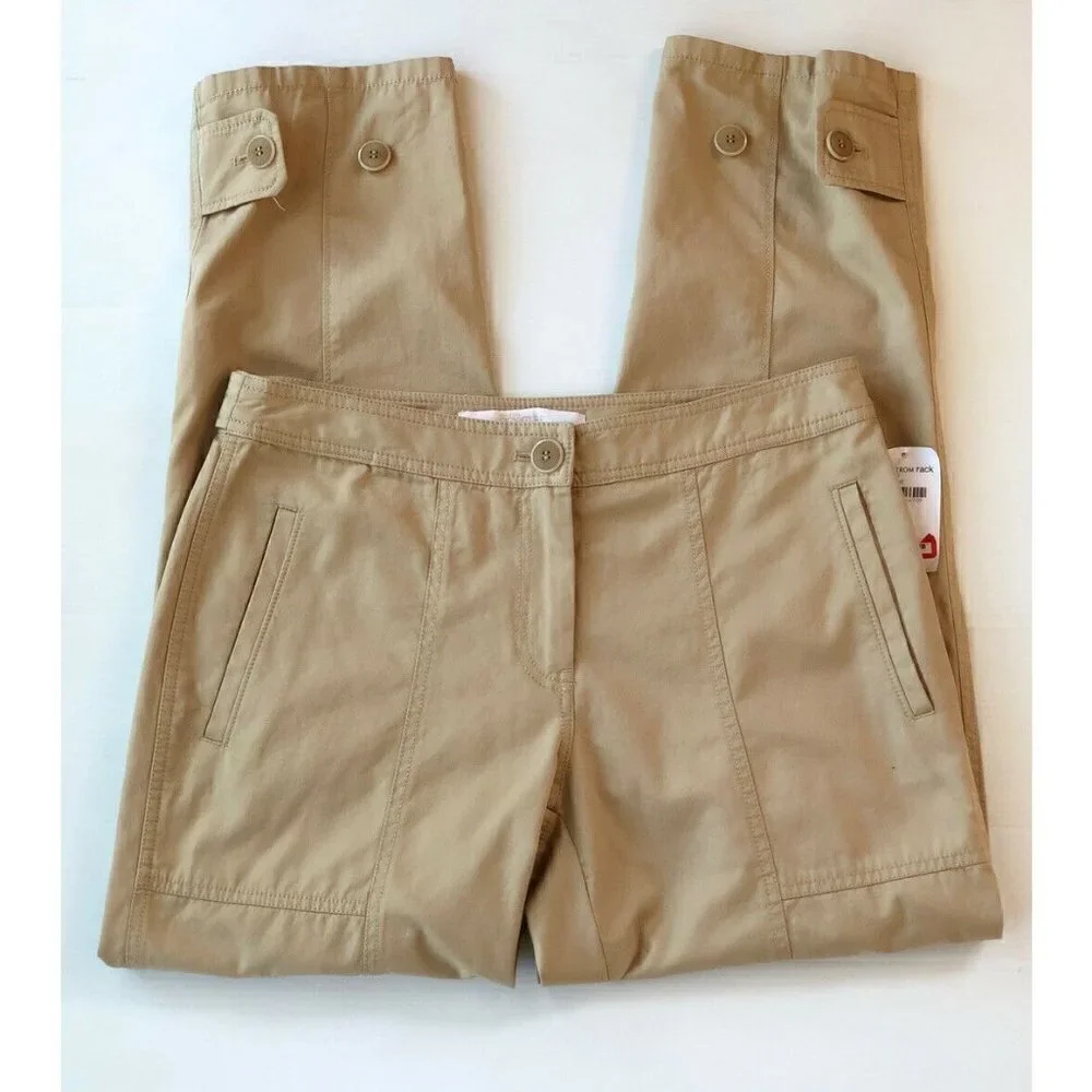 $229 Nordstrom Signature Women's Crop Pants Beige Cement Size 4 NWOT - Picture 14 of 16